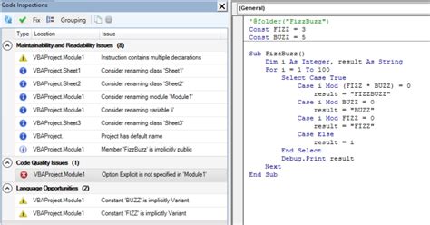 VBA Code Inspection