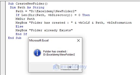 VBA Code to Create Folder in Excel with MkDir Function