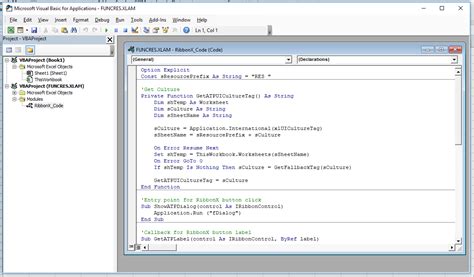 VBA editor with a module opened