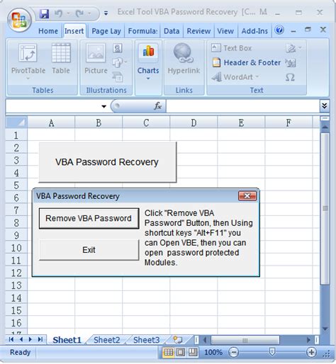 VBA Editor Excel Password Recovery