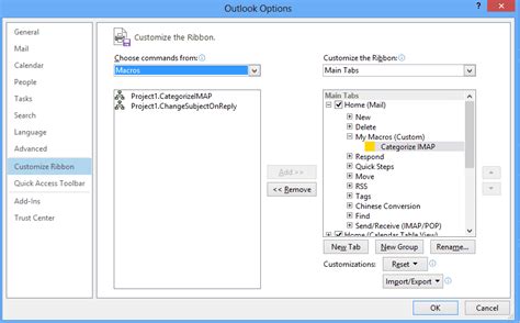 A screenshot of the VBA editor in Outlook