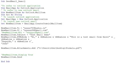 VBA Email Code Example