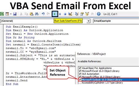 Setting up VBA email environment