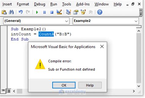 VBA Error Sub Function Not Defined