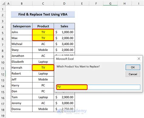 VBA Find and Replace Examples