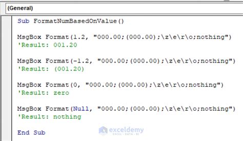 VBA Format Function Examples