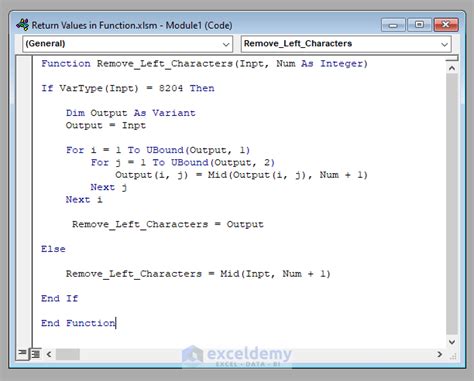 VBA function return array example