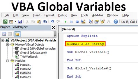 VBA Global Variables Parameters