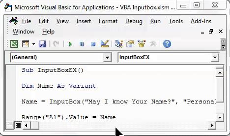 VBA InputBox Example