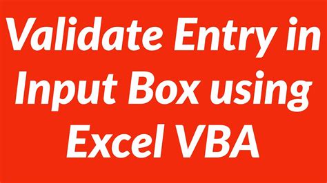 VBA InputBox: Input Validation