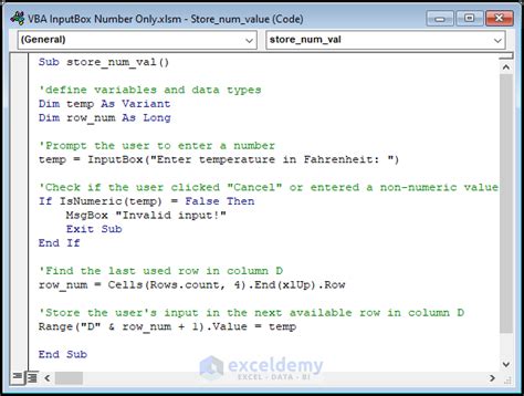 VBA InputBox: Numeric Input Only