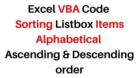 VBA ListBox Sort Descending Example