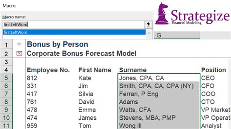 VBA Macro for First Word Extraction