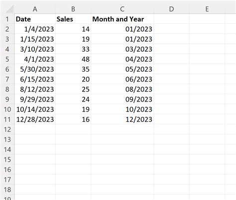 Using VBA to format month and year in Excel