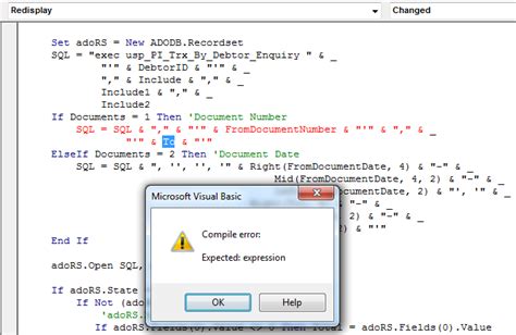 VBA Object Expected Error