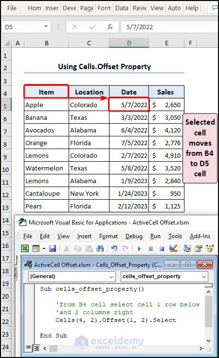 VBA Offset Property