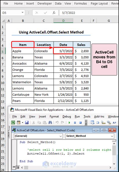 VBA Offset Property Method