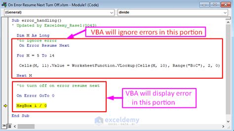 Using On Error Resume Next in VBA