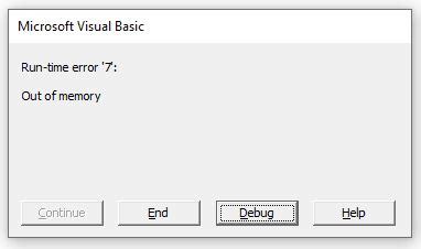 VBA Out of Memory Error