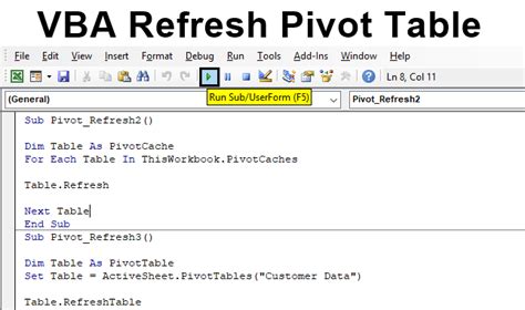 Refreshing pivot tables using a loop in VBA