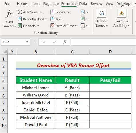 VBA Range Offset Property