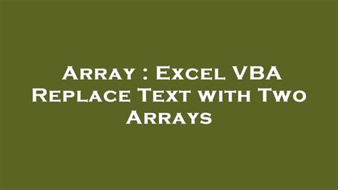 VBA Replace Array Example 8