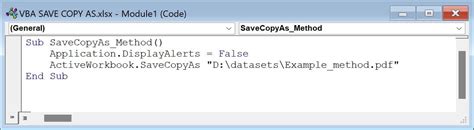 VBA Save Copy As Method