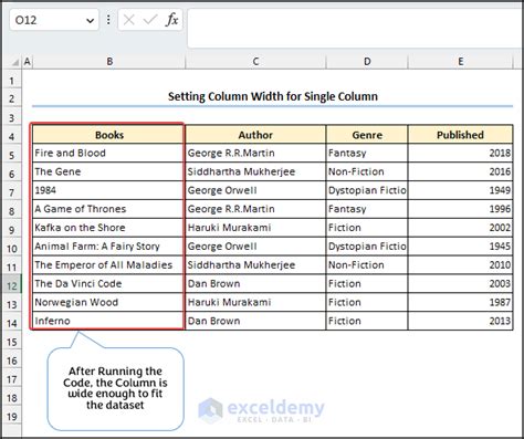 Setting Specific Column Width in VBA