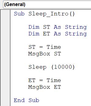 VBA Sleep Function