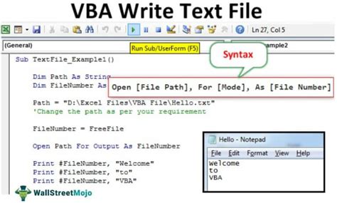 VBA Write to Text File Example 7