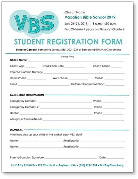 VBS Registration Form Example