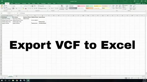 VCF to Excel Templates