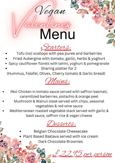 Vegan Valentine's Menu