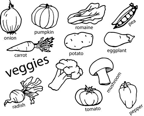 Vegetables coloring pages