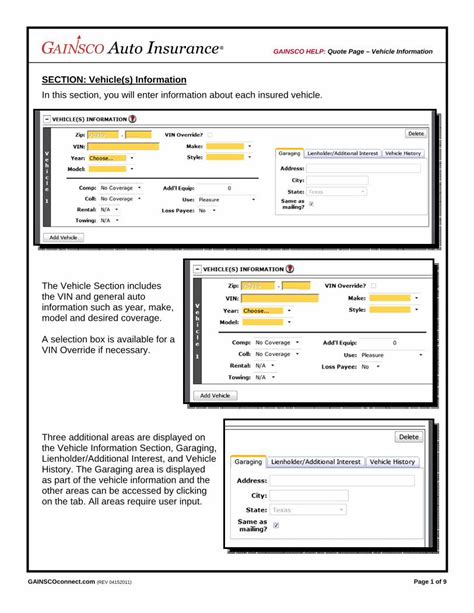 Vehicle Information Section