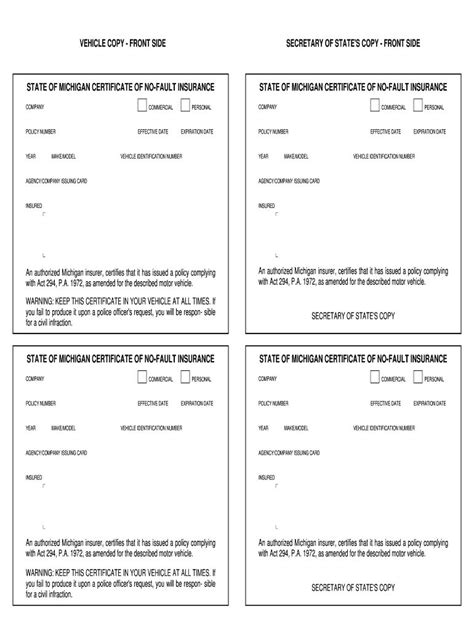 Vehicle Insurance Card Template