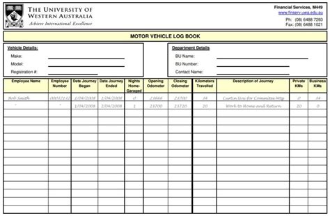 Vehicle log book template 10