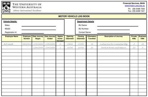 Vehicle log book template 8