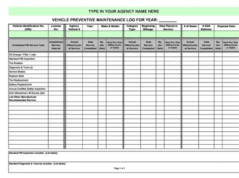 Vehicle Maintenance Template