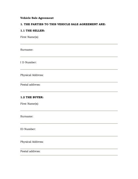 Vehicle Purchase Agreement Template