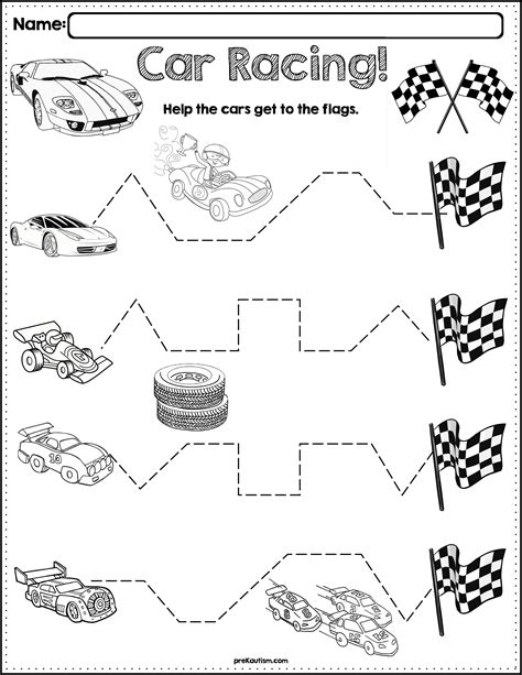 Vehicle tracing worksheet for kids