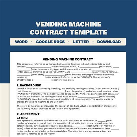 Vending Machine Agreement Template