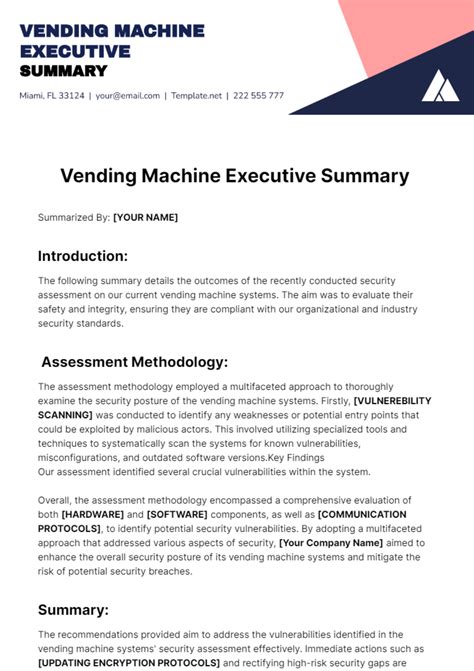 Vending Machine Executive Summary Example