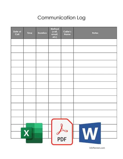 Vendor Communication Log Template Excel