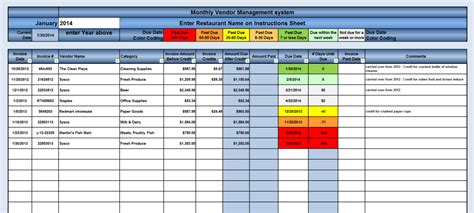 Vendor Coordination Spreadsheet