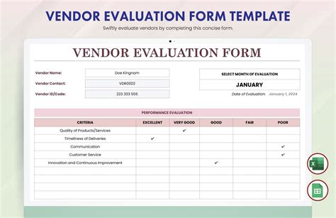 Vendor Evaluation Excel Template