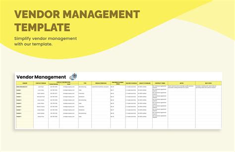 Vendor Management Excel Templates