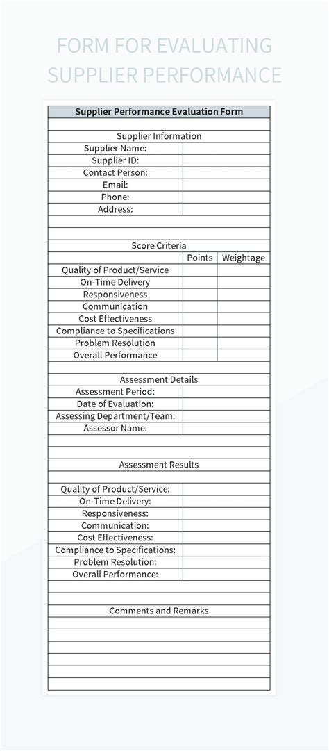 Vendor Performance Template Word