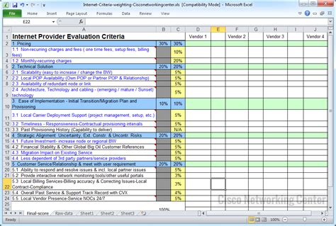 Vendor Quote Comparison Template