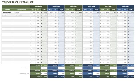 Vendor Quote Tracking Template